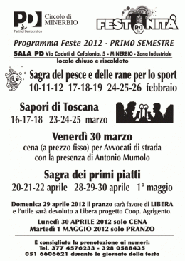 Le nostre prossime Feste
